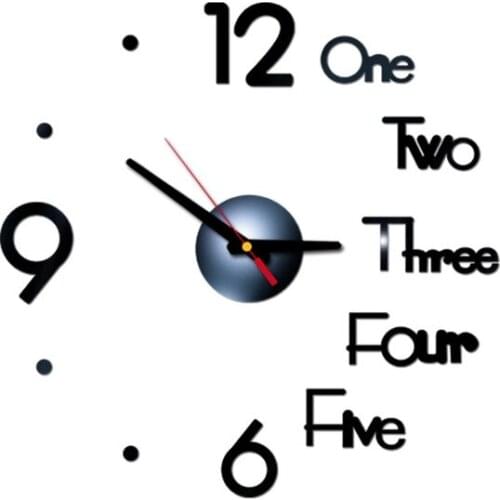 Sale wall clock watch clocks 3d diy acrylic mirror stickers Living Room Quartz Needle Europe horloge free shipping DE4