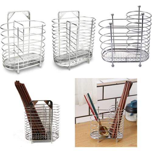 Stainless Steel Chopsticks Storage Rack Cutlery Holder Kitchen Accessories Spoon Fork Hanging Organizer Tableware Drainer Stand