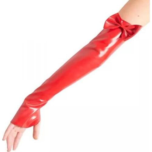 Unisex Long Fingerless Gloves Sexy PVC Wet look Punk Gothic Rock Long Arm Warmer Fingerless Gloves Disco Club Pole Dance Costume