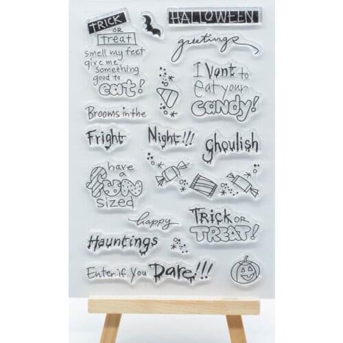 Halloween Transparent Clear Silicone Stamps for DIY Scrapbooking/Card Making/Kids Fun Decoration Supplies