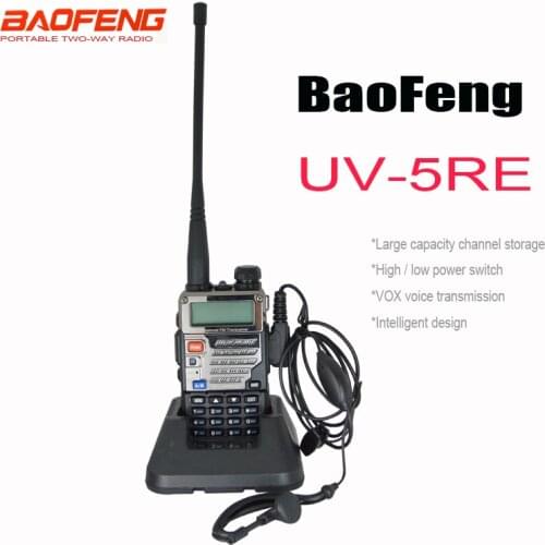 New Black color BaoFeng UV-5RE Walkie Talkie UV 5RE Two Way Radio with Free Earphone UV5RE Radio 136-174MHz&400-520 MHz