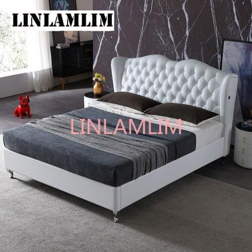 Genuine Leather bed frame modern Nordic camas ultimate bed кровать двуспальная lit beds muebles de dormitorio мебель cama de cas