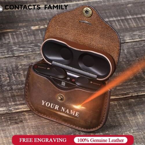 Luxury Case For SONY AirPods Bluetooth Wireless Earphone Leather Case Cover For Sony WF-1000XM3 case Cover Charging Box Cases