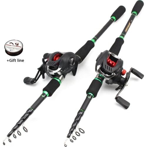 1.8M 2.1M 2.4M 2.7M Fishing rod with reel Casting Rod and Casting Reel set carbon lure fishing rod Lure Weight 7-28g M power
