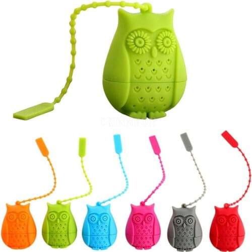 500Pcs/Lot Silicone Owl Loose Tea Infuser Filter Strainer Novelty Perforated Bird Gifts