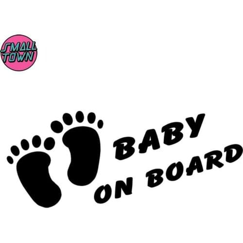 Small Town 19.6X8CM Cute Baby Footprints Vinyl Decals BABY ON BOARD Warning Whole Body Car Sticker Accessories C25-0066