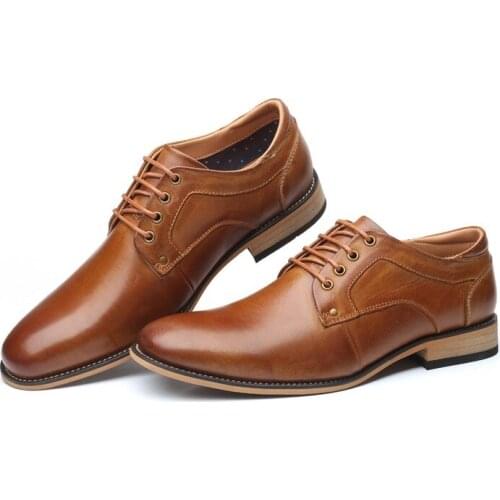 Full Grain Leather Shoes Man Formal Lace-up Shoes Large Size Genuine Leather Business Shoes Zapatos Formales Hombre Office Shoes