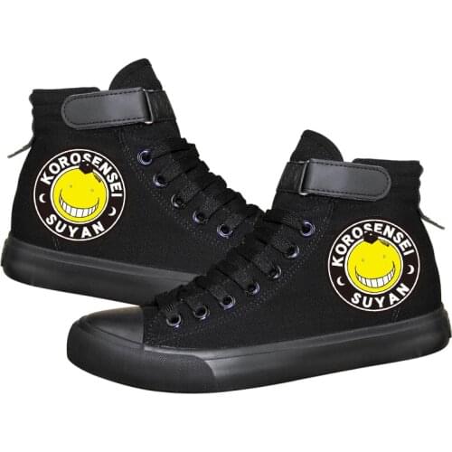 High-Q Unisex Anime Cartoon Assassination Classroom Casual Canvas Shoes noctilucent Korosensei plimsolls rope soled shoes