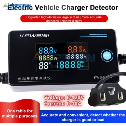 8-120V 0-10A Voltage And Current Charger Detector Electric Vehicle Charging Power Temperature Measuring Instrument Tester