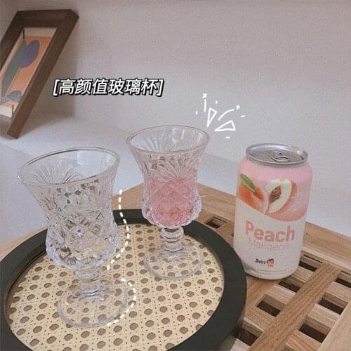 Ins embossed small waist goblet restaurant high-value wine glass cold drink glass