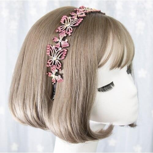 Sweet Butterfly Broadside Head Wear Luxury Headband for Women Rhinestone Non-slip Border Girl Hairpin Fancy Hair Accessorie Gift