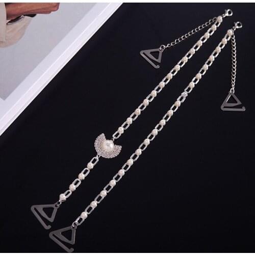 Bra Womens Pearl Underwear Straps New One-Word Neck Straps Adjustable Rhinestone Sexy Elegant Metal Underwear Accessories