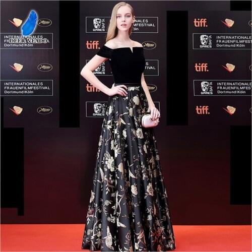 DEERVEADO Elegant Floral Print Evening Dresses Long Formal Dress Evening Party Gown Lace Up Robe De Soiree M251