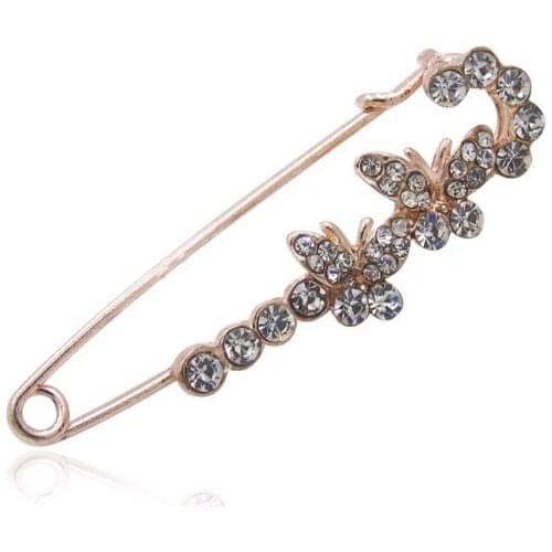 1pcs Large Size Fashion Rhinestone Safety Pins For Garment Wedding Dress Women Cardigan Gold Safety Pin