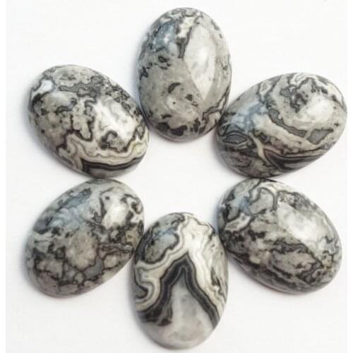 10Pcs Chinese Crazy Lace Stone Oval CAB CABOCHON 25x18x6mm SHX166