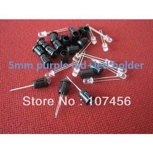 100pcs 5mm round led 5mm Purple LED+led holder free shipping 5mm light-emitting diode water clear lens led lamp
