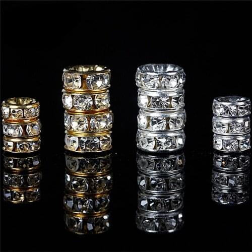 100pcs/lot DIY 6mm 8mm Crystal Rhinestone Rondelle Spacer Beads For Bag Shoes Decoration