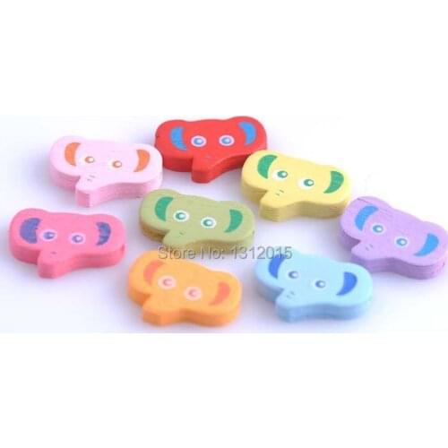 24x16mm 100pcs Multicolor Wooden cute Elephant Spacer Loose beads For Children Handmake DIY Accessory XD0318-48