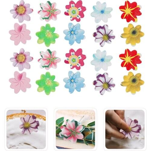 120pcs Edible Rice Paper Flowers Wafer Paper Flower Colorful Cupcake Toppers Desserts Cake Decoration (10 Colors)