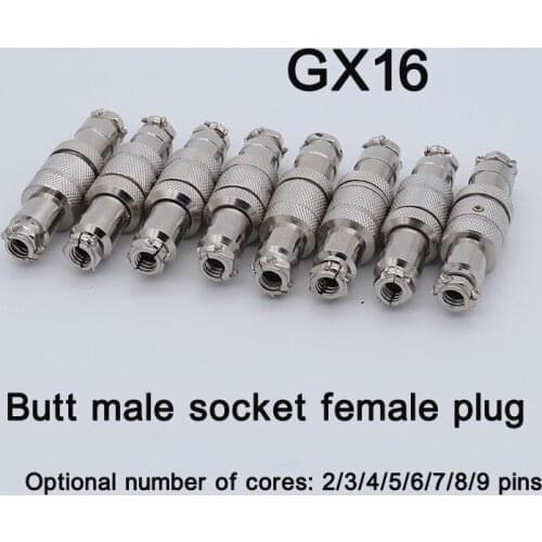 4pieces GX16 Butting Aviation Plug Socket Butt Male Sockets Female Plugs 16M Docking Electrical Connector 2 3 4 5 6 7 8 9 Pins