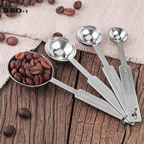 4 pcs Measuring Spoons Kitchen Tool 304 Stainless Steel Measuring Spoon Set Baking Coffee 4 sizes Spoons Set Measuring Tools