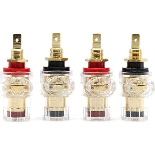 4Pcs Gold Plated Brass Binding Post ,Binding Post Female Socket,banana plug socket,Binding Post Female Banana Jack Connector