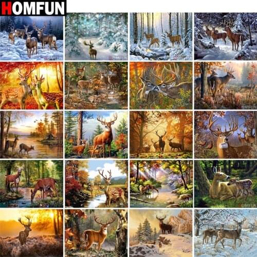 HOMFUN Full Square/Round Drill 5D DIY Diamond Painting "Animal Deer" 3D Diamond Embroidery Cross Stitch Home Decor Gift