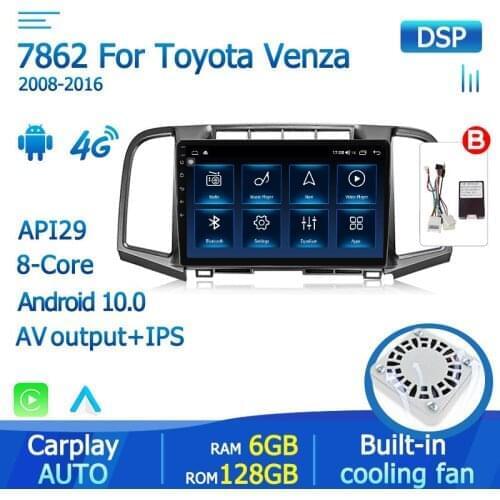 6G+128G Android10 Auto For Toyota Venza 2008-2016 Car Radio Multimedia Video Player Wireless Carplay IPS Screen Voice Control FM