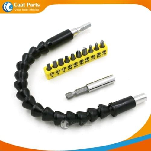 Free Shipping! 12PCS/SET, 295MM 1/4 Inch Soft Flexible Shaft Hex Shank Extension and Screwdriver bits ,Connecting rod