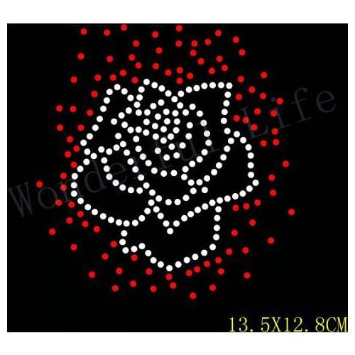 Free Shipping hotfix rhinestones nice flower with dot around design Heat transfer design iron on motifs DIY motif