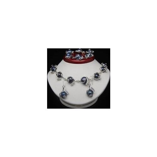 Noble Natural 10-11mm Black Baroque Pearl necklace Bracelets Earring Bridal Wedding word shipping -jewelry