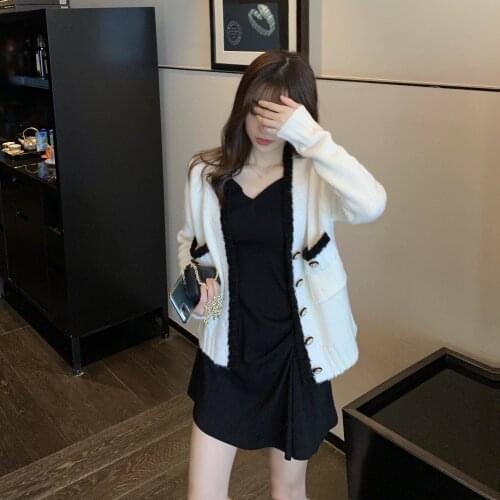 Black Suspender Inner Dress Spring Girl 2021 New Temperament Drawstring Thin French Sleeveless Bottoming