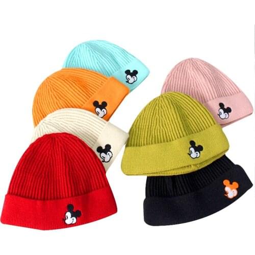 New Mickey Baby Beanies Hat Fashion Children Hats For Girls Boys Winter Boy Hats Warm Knitted Kids Cap For Girls Cap 0-5Y