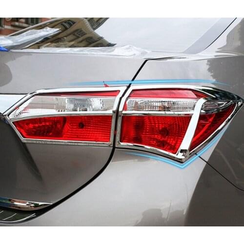 For Toyota Corolla 2014 ABS Chrome After Rear Tail Lights Lamp Covers Frame Trim Car Quality Styling Sequins