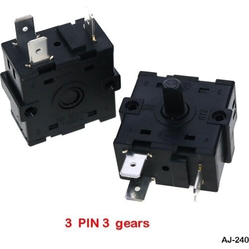 Electric heating circulation gear 3 bit 4 bit 3 pin 5 pin rotary switch selector AC 250V 16A RT222 RT233-1-B RT233-4