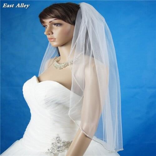 Beading wedding veil fingertip one layer bridal Veil velo de novia voile de mariee Hochzeitsschleier in champagne,white ,ivory