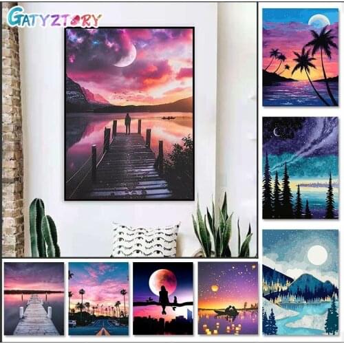 GATYZTORY Paint By Numbers Set landscape Oil Painting For Adults DIY Kits Picture Coloring By Numbers home Decor Art