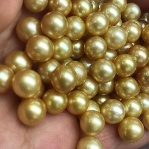 8-9 mm high luster AA+ perfect round gold pearl,100% freshwater loose pearl,half hole or no hole