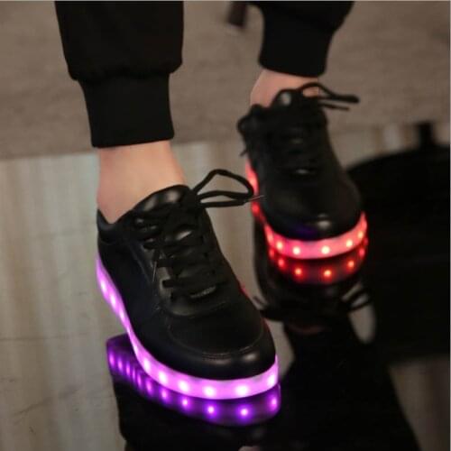 2021 New USB Chargering Led Shoes Adults Light Up Sneakers Men Women Glowing Party Lovers' Shoes Luminous Shoes Black