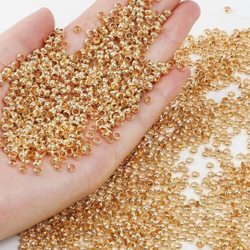 100-500pc 1.5 2.0 2.5 3 3.5 4mm KC Gold Round Crimp End Beads Stopper Spacer Beads For Jewelry Making Findings Supplies Necklace