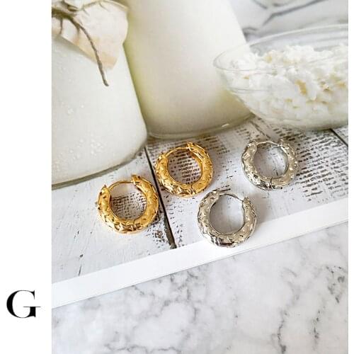 GHIDBK Small Chunky Statement Textured Hoop Earrings Minimalist Hollow Ring Earring Handmade Geometric Circle Earring Wholesale