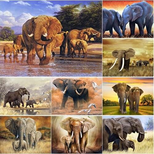 New 5D DIY Diamond Painting Full Square Round Drill Elephant Diamond Embroidery Animal Cross Stitch Crafts Art Home Decor Gift