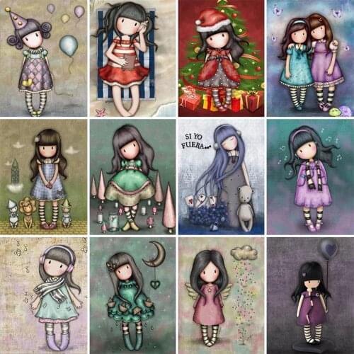New 5D DIY Diamond Painting Cartoon Girl Embroidery Rhinestone Cross Stitch Gift Home Office Decor Kids Adult Factory Direct