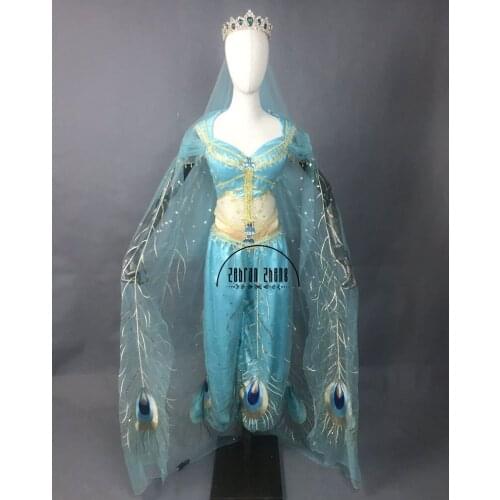 Custom Made New Movie Jasmine Princess Embroidery Cosplay Costume For Adult Women Girls Halloween Party Costume