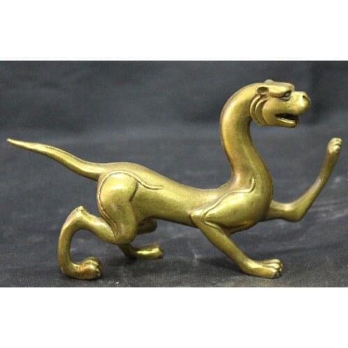 Song voge gem S0031 15CM Chinese Bronze Brass Feng shui Evil spirits Dragon Beast Animal Statue