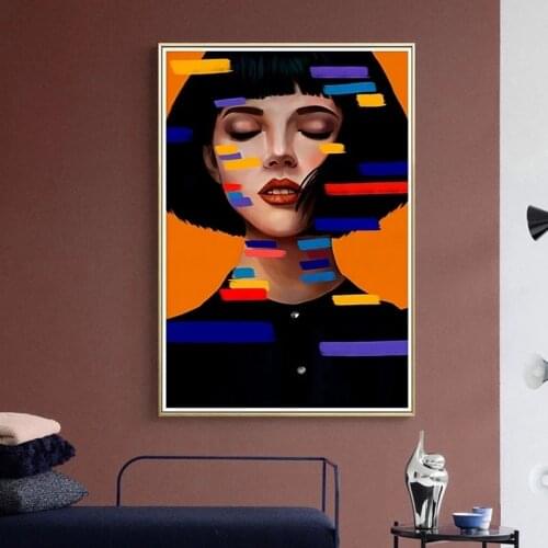 Portrait Abstract Art Abstract Nordic Mural Canvas Painting Poster Home Interior Room Bedroom Wall Decoration Art (No Frame)