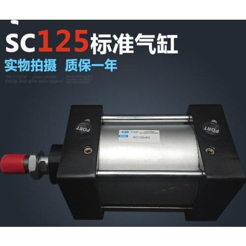 SC125*100 Standard air cylinders valve 125mm bore 100mm stroke single rod double acting pneumatic cylinder
