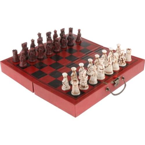 Folding 16" Chess Set King Queen Wooden Chessboard Board Game Travel Toys