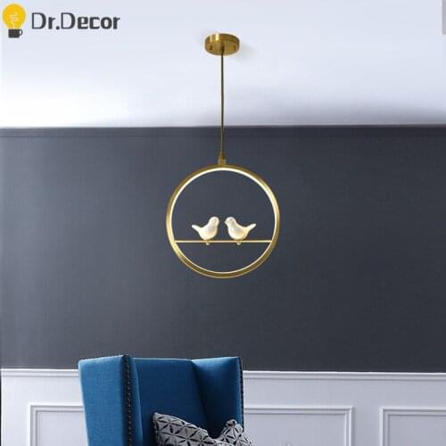 Modern Minimalist Led Pendant Lights Creative Bird Chandelier Restaurant Hanging Light Copper Bedroom Bedside Aisle Indoor Lamps