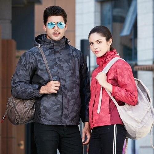 Outdoor Camouflage Hiking jackets Winter Men Women 3 in 1 Two-piece set Thick warm Windbreaker Windproof Waterproof camping coat